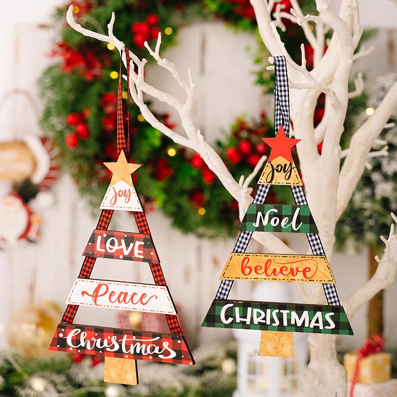 Wooden Sign Christmas Sign Wall Hanging Christmas Tree Wall Art Colourful Wall Decoration Christmas Tree Decoration