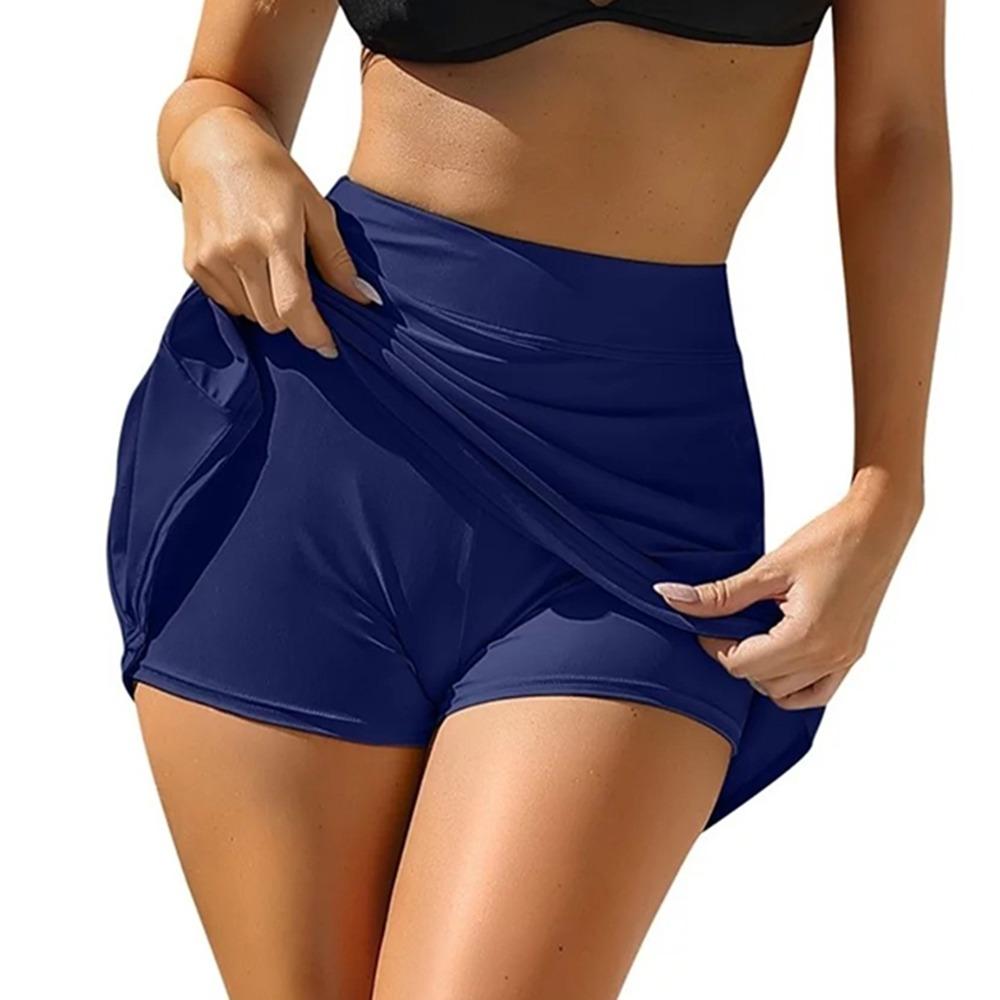 CHARMLEAKS Women Swim Skirt Short with Side Pockets Bathing Suit High Waist Swimsuit Bottom