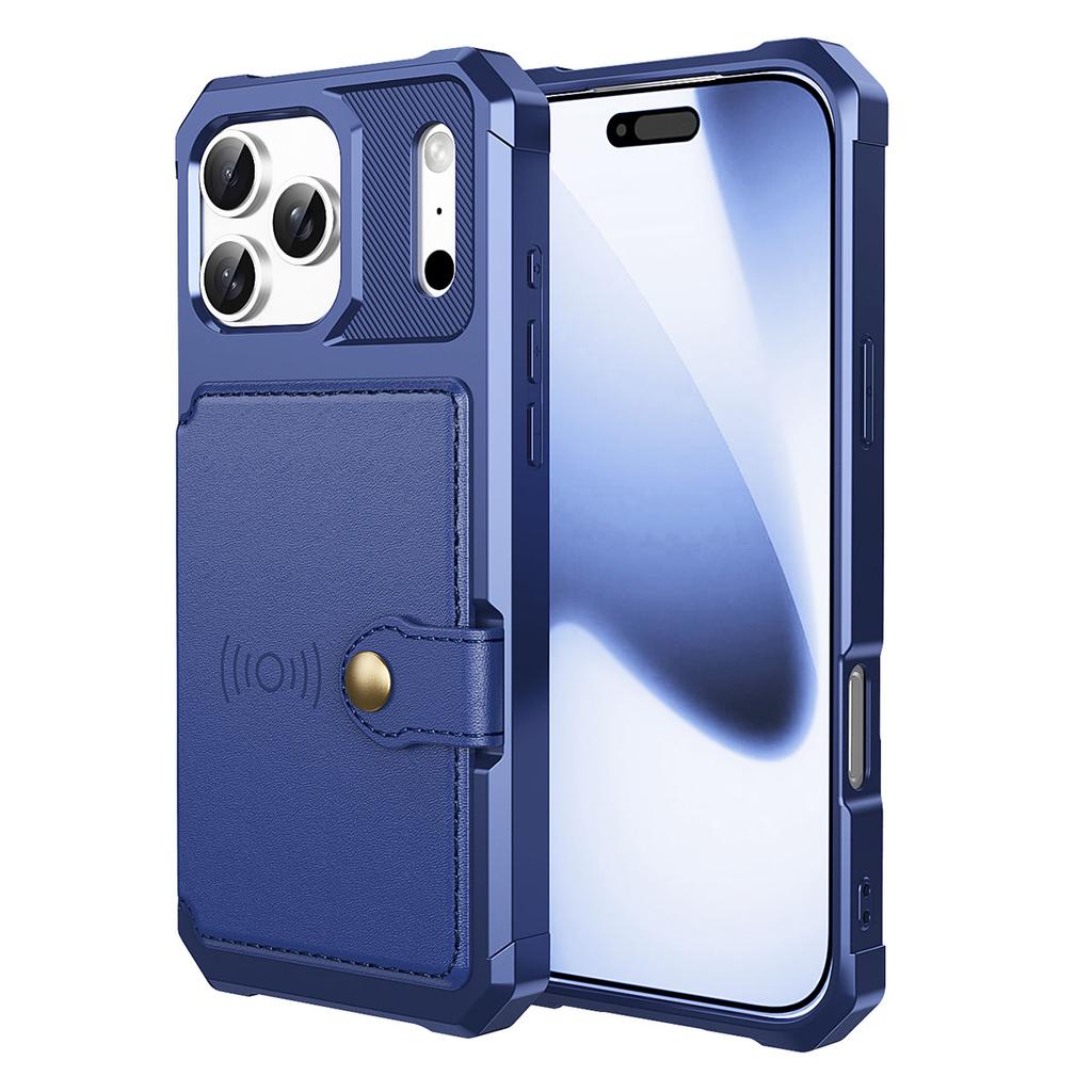 Etui do iPhone 17 Pro Max z uchwytem na karty, skóra PU + TPU, tylna osłona telefonu