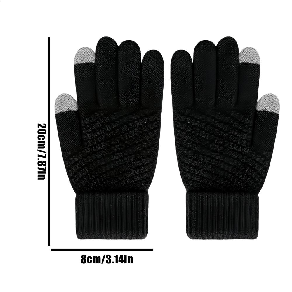 Knitted Touchscreen Gloves Anti Slip  Warm Winter Warm Fingered Gloves Thickened Gloves  for Running Sports Driving Riding