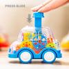 2PCS Friction Toy Pull Back Vehicle Transparent Body Working Gear Press and Go Sliding Car Educational Toy For Toddler