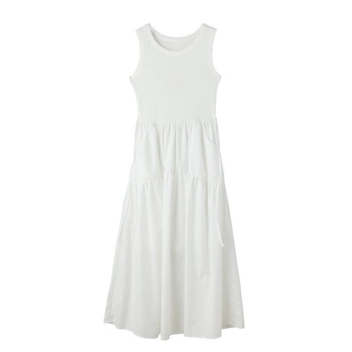 French Hepburn-Style Patchwork Vest Dress: Chic High-Waist A-Line Skirt for Summer Women