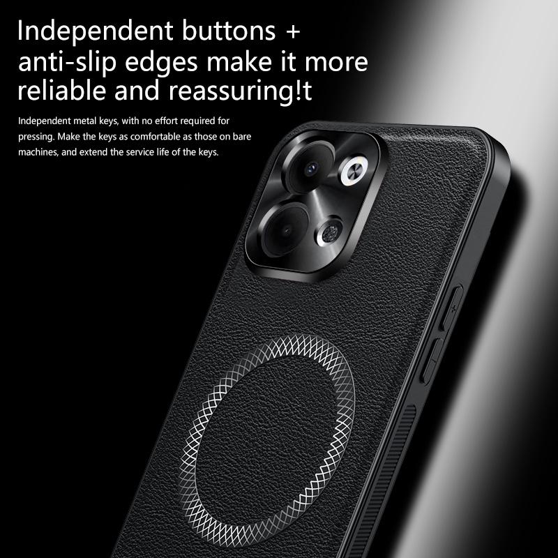 For Oppo Reno 9 Pro Plus Case Magnetic Elegant Leather Wear-Resistant Lens Fully Covered Non-Slip Grip Edge Cover Shell