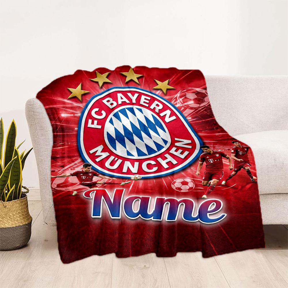 Bayern Munich Jersey Personalized Text Blanket Multi-purpose Customizable Blanket Soft & Cozy for Seaside Nap Home Decor Living Room for All Occasions