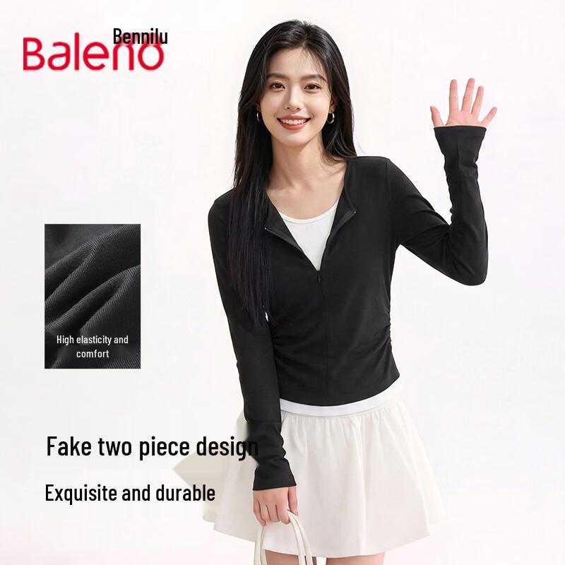 Baleno Women's Slim-Fit Half-Zip Long Sleeve Top