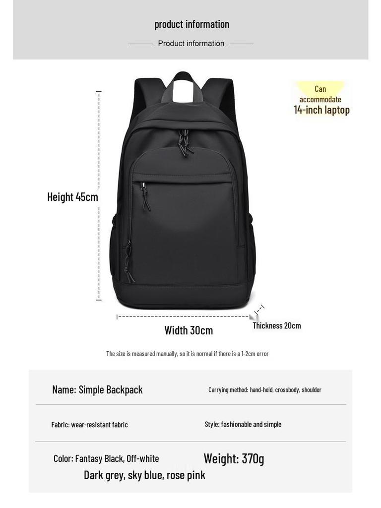 Large Capacity Korean Lightweight Backpack for Students & Travelers