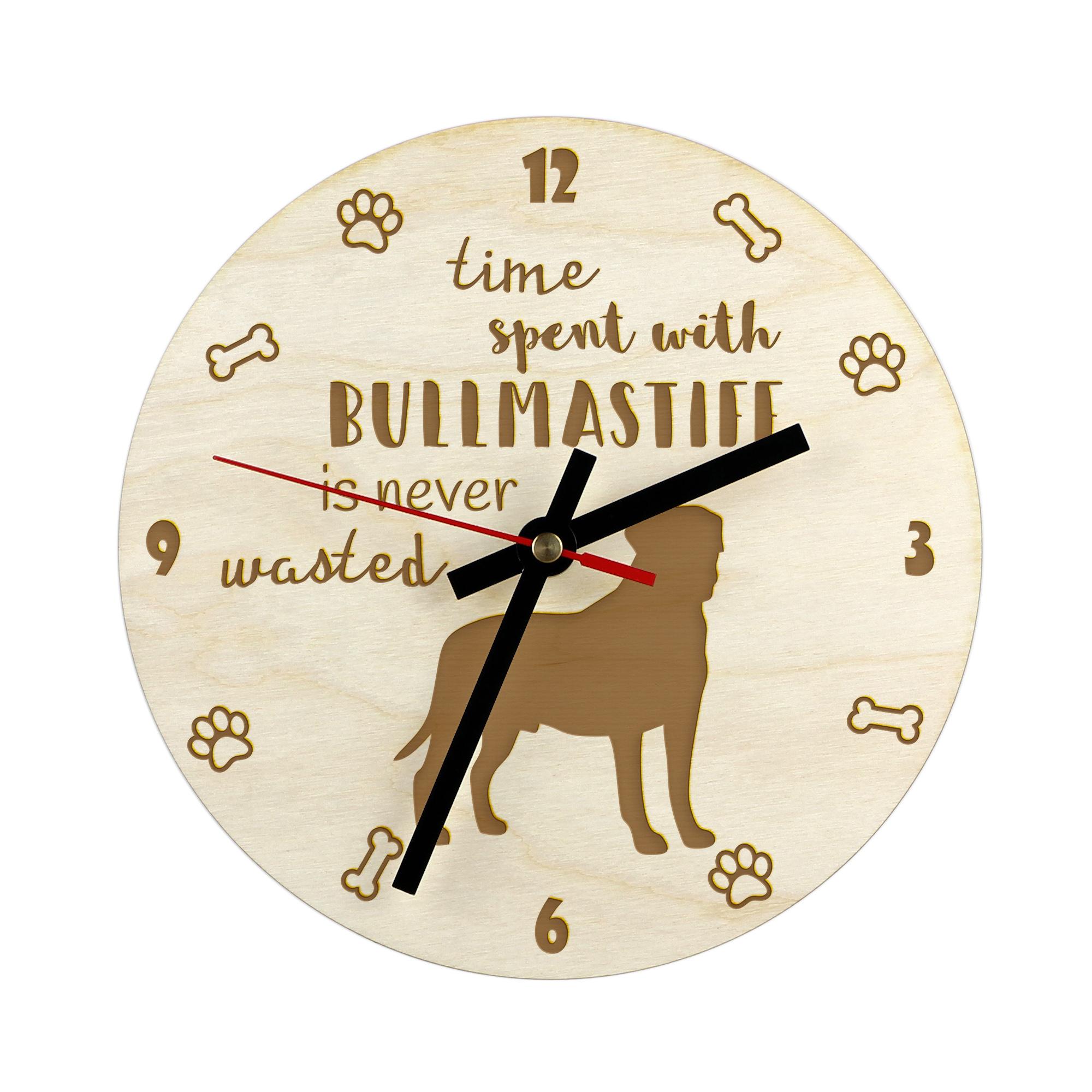 

Bullmastiff - clock with dog, wooden clock with engraving, personalised clock by Art-Dog