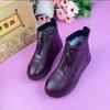 Warme Dameslaarzen Winter Dames Leren Schoenen Rits Enkel Dameslaarzen Ronde Neus Flats Pluche Sneeuw Enkellaarsjes Bottine Femme