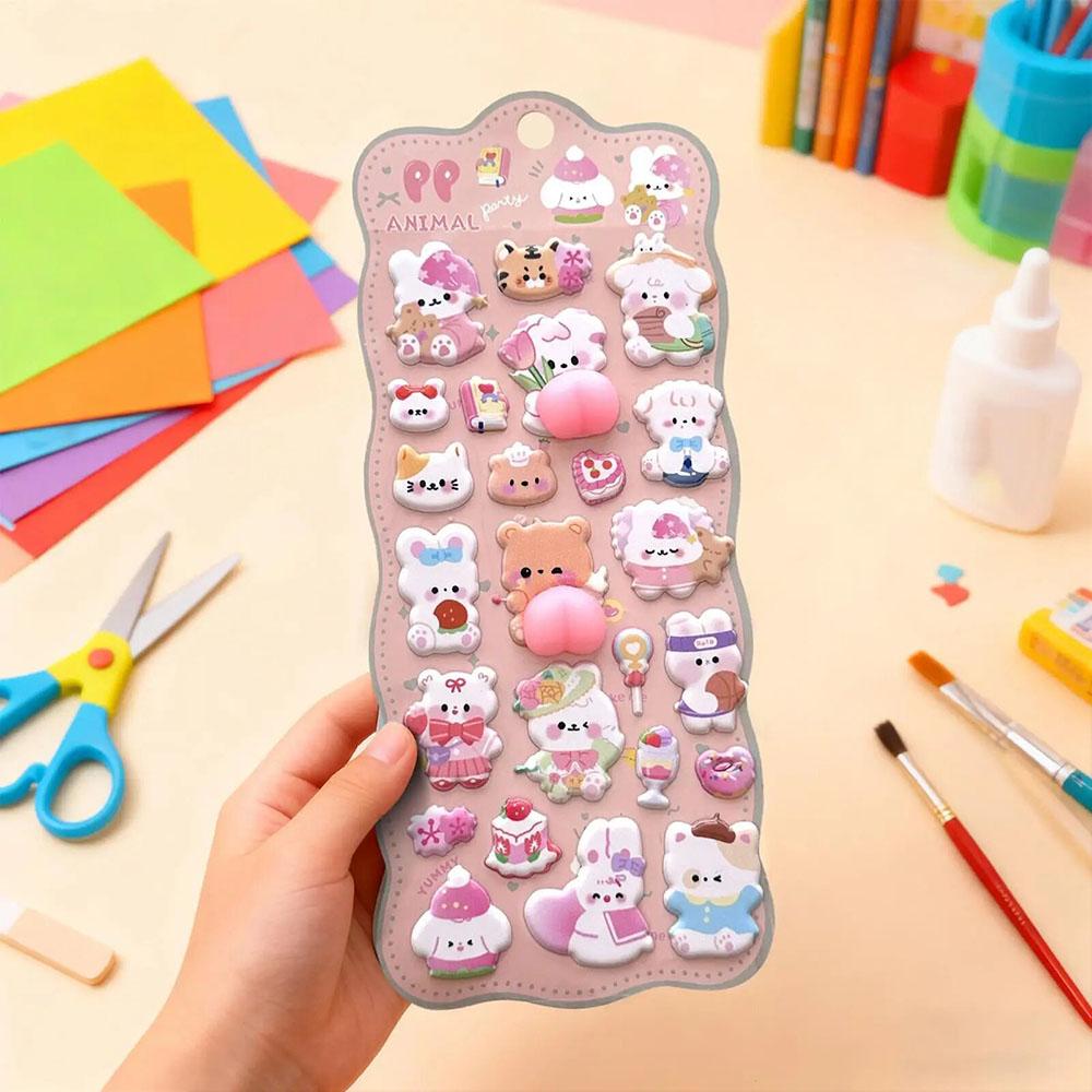 1/2/4pcsCute 3D Decompression Soft Butt Pinch Fun Cartoon Stickers Kawaii DIY Phone Water Bottle Decoration Stickers Gift