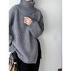 DIMANAF 2025 Autumn Women Zipper Sweaters Lady Pullover Tops Female Turtleneck Knitted Basic Solid Tees Red Sweaters