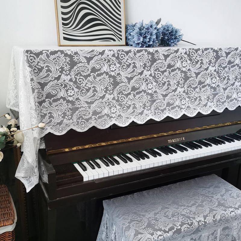 

Dust Towel Fresh Korean Fabric Craft Scandinavian Piano Cover White Lace Double stool cover 76*36