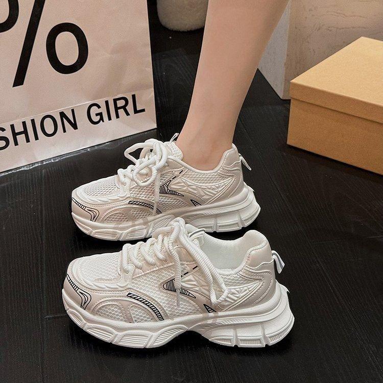 Platform dad shoes women's height increase versatile casual shoes 2024 autumn and winter new mesh breathable Korean version sports shoes