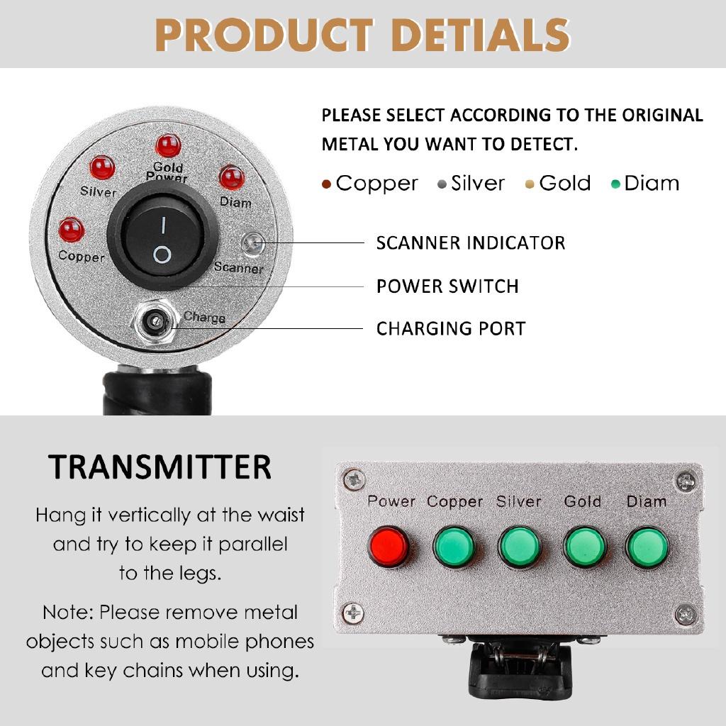 12V AKS Metalldetektor Mehrantenne Gold Silber Kupfer Steine Detektoren Schatzsucher Detektor Werkzeug