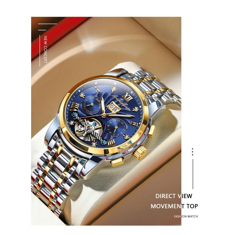 POEDAGAR Orologio da polso meccanico automatico di lusso Acciaio Inossidabile Tourbillon Orologio da uomo Impermeabile Luminoso Orologi da uomo da affari