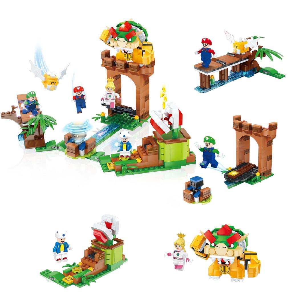 Colorful Super Mario Bros Dolls Luigi Peach Bowser Toad Building Blocks