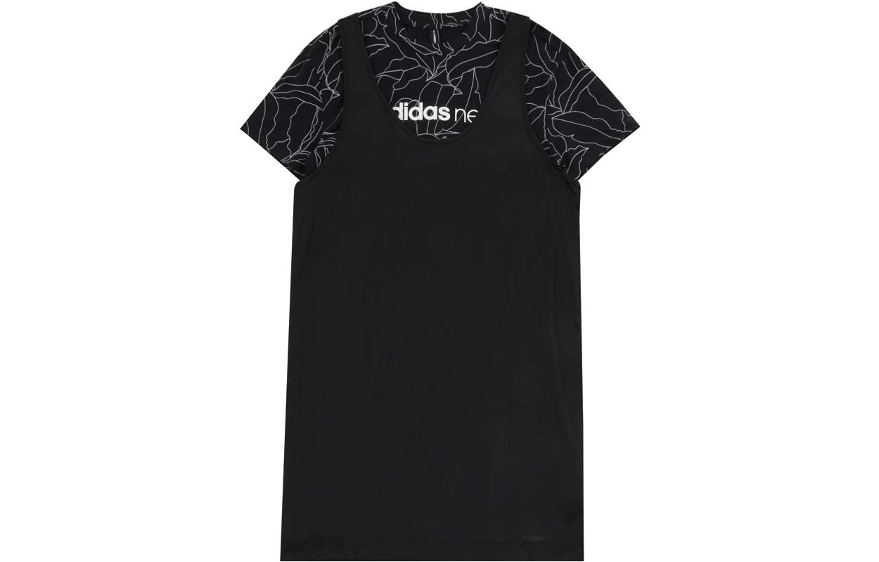 

Adidas Neo Short Sleeved Dresses Women s Black Crew Neck Moderate Mid Length CZ1700 L