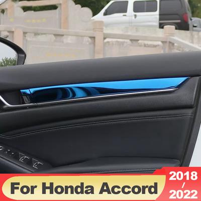 Stainless Steel Interior Door Panel Armrest Stripes Cover Protector Molding Trims For Honda Accord 10th X 2018-  2022