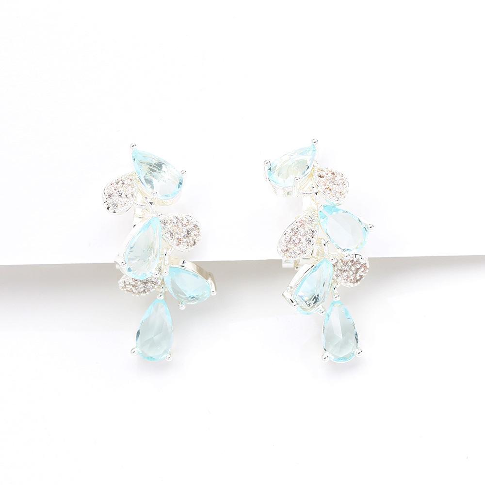European and American fashion personality temperament water drop zircon earrings high-end niche design light luxury earclips women s earrings