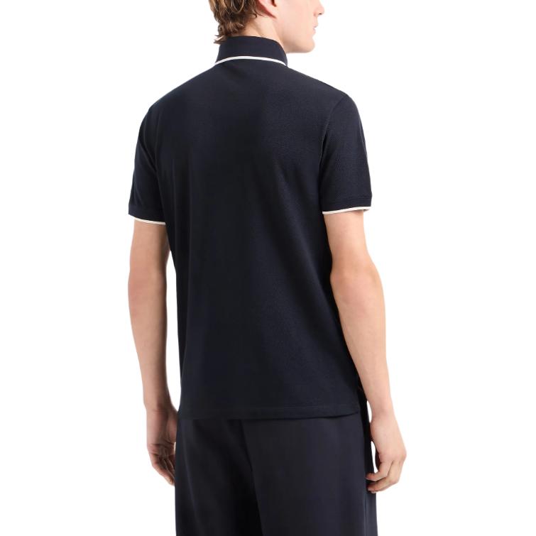 Emporio Armani SS24 Striped Logo Jacquard Straight Casual Short Sleeve Polo Shirt Men polo shirts Black 6D1F65-1JTKZ-00B9