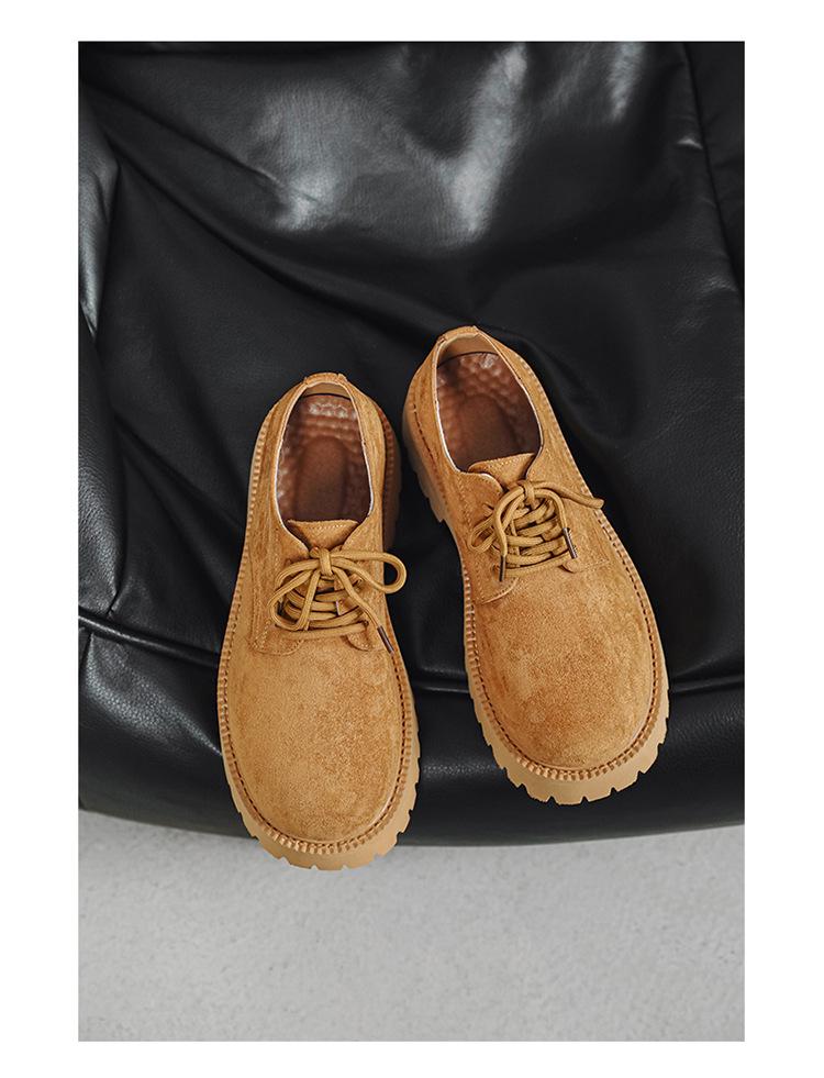Men's Vintage Low-Top Derby Shoes, Autumn/Winter 2024 Martin Boots, Thick Sole, Versatile Style (Model: 66502-J)