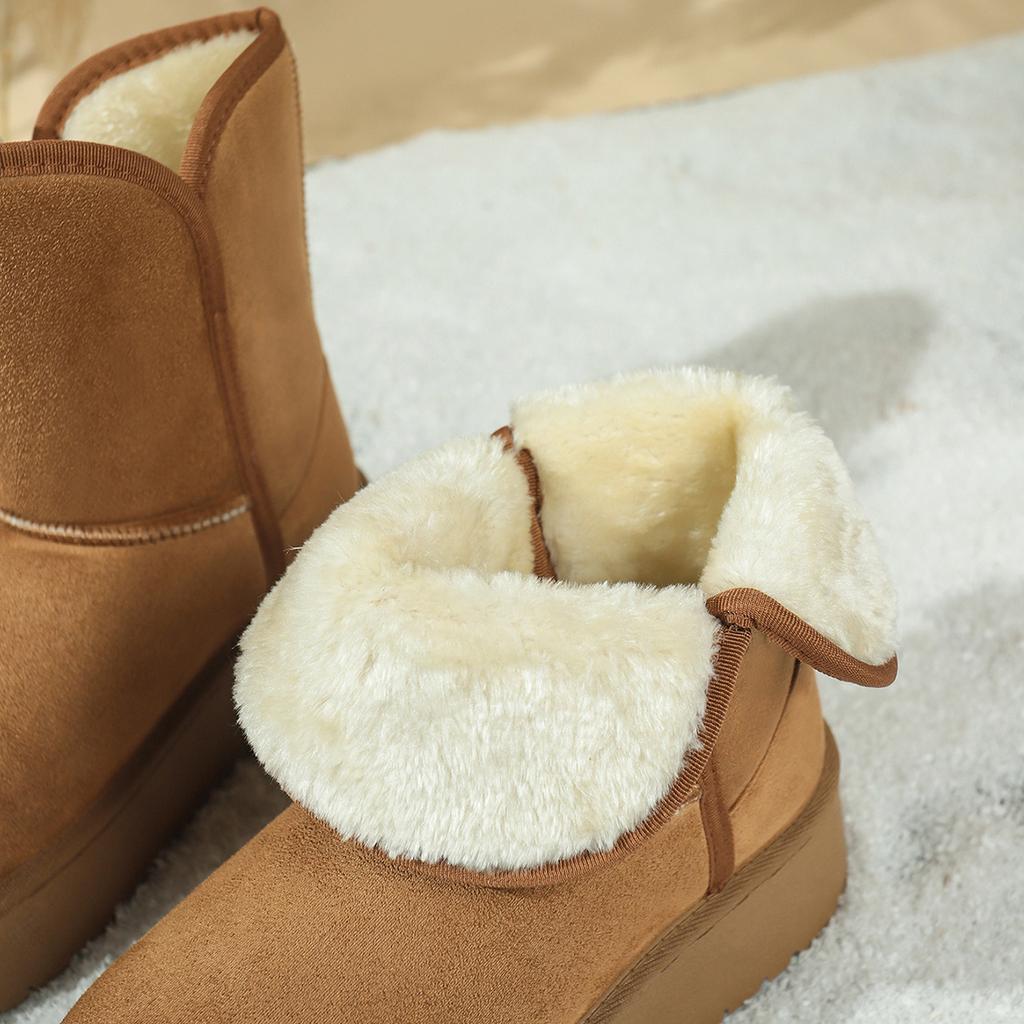 Thick-soled height-increasing snow boots for women 2026 winter new style fleece and thickened warm cotton shoes