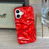 Red Glossy Irregular Wrinkle Phone Case For iPhone 16 Pro Max 17 Air 15 13 12 11 14 Plus Soft Silicone Protective Back Cover
