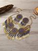 Gypsy Bohemia Chic Vintage Metal Coin Crystal Tassel Jewelry Sets Women Hippie Turkish Ethnic Tribal Necklace Earring Set