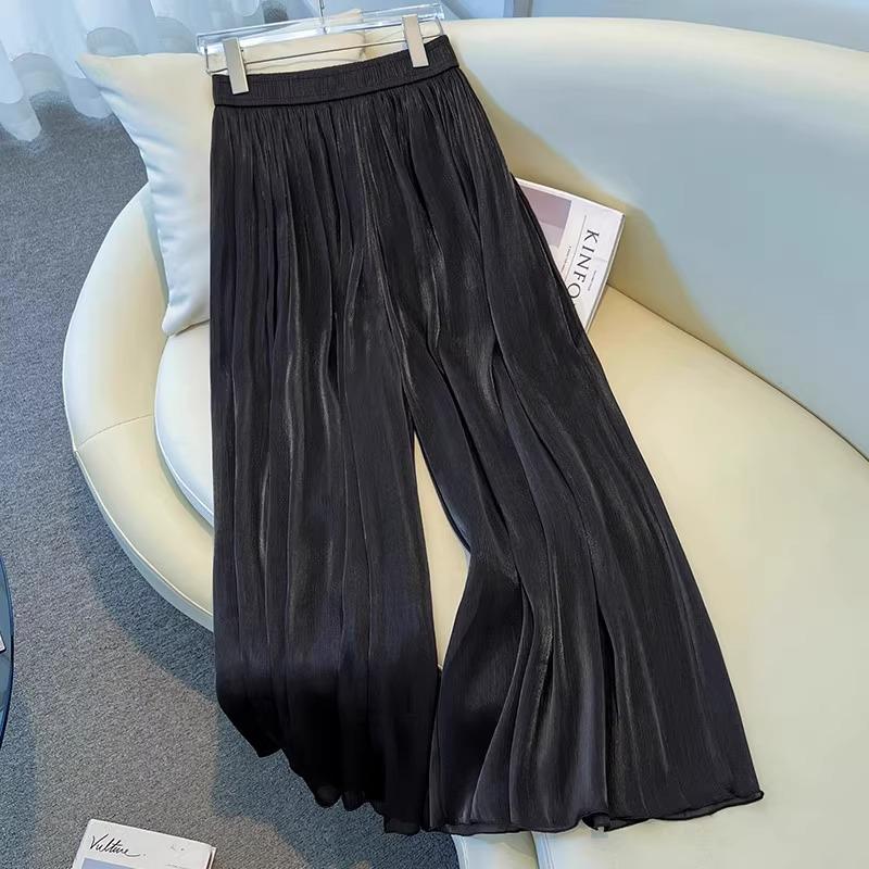Iridescent Gauze Wide-Leg Skirt Pants for Women - 2025 Summer Fashion, Slimming, Drapey, and Versatile Casual Wear