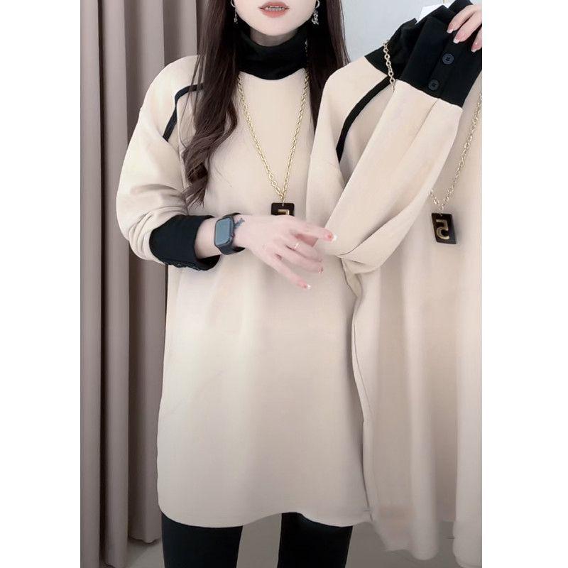 Europäischer Oversized-Doppelseitiger Samt-Rollkragenpullover - Damen Herbst/Winter, Langarm, Lockerer Schnitt, Schlankmachende Basisschicht