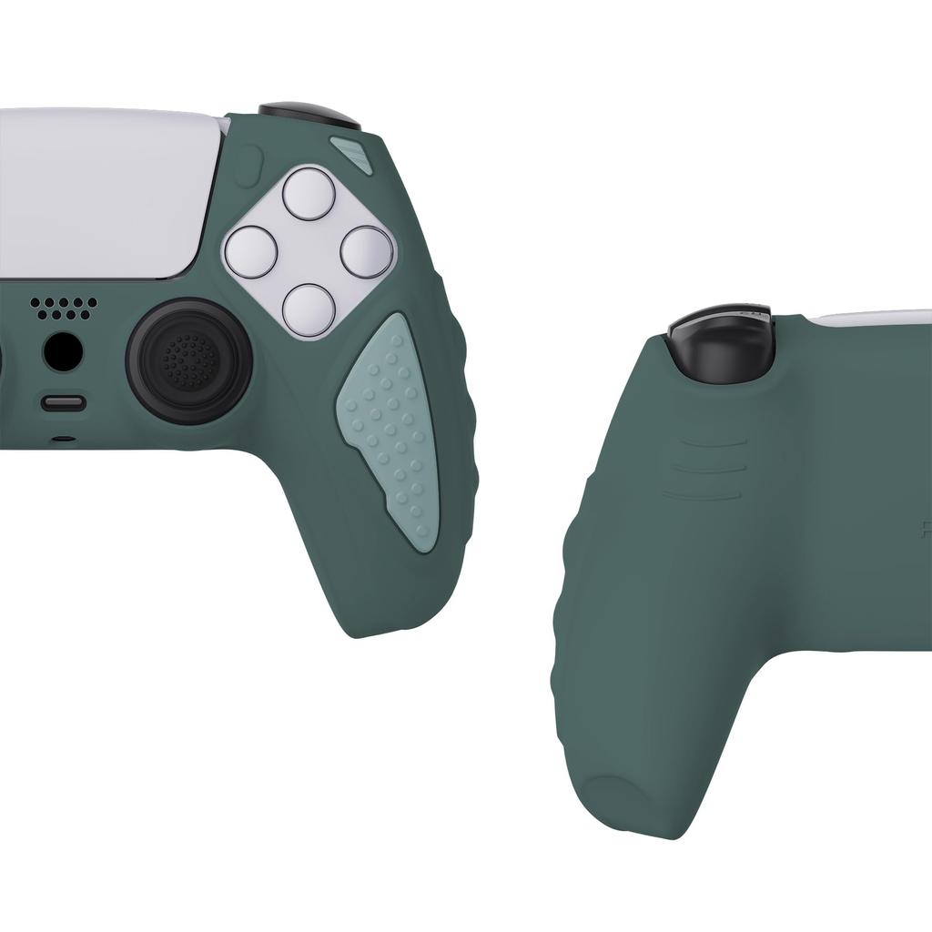 Silikonový kryt pro ovladač PlayVital ps5 silikonový skin ergonomické ochranné pouzdro z měkké gumy pro ps5 s krytem na palec ovladač Gray Jade,