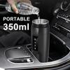 Portable Car Heating Cup, 350 ml Travel Electric Kettle, 304 Stainless Steel Liner Car Heated Mug, 40~100℃ Adjustable, 12V 80W Fast Boiling Bottle,