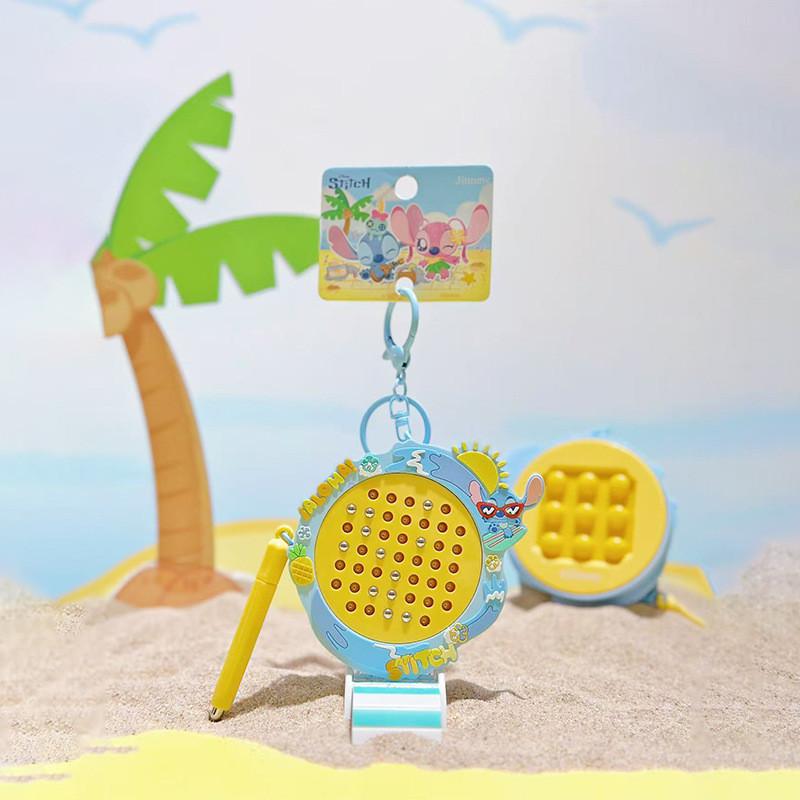 Stitch Beach Summer Steel Ball Art Board Keychain With Pvc Hang Decor Kids For