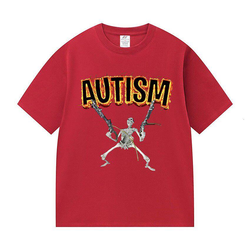 Autismo Scheletro Meme T Shirt Umorismo Divertente Teschio Uomo Donna Moda Hip Hop T-shirt Casual Cotone Manica corta T-shirt oversize