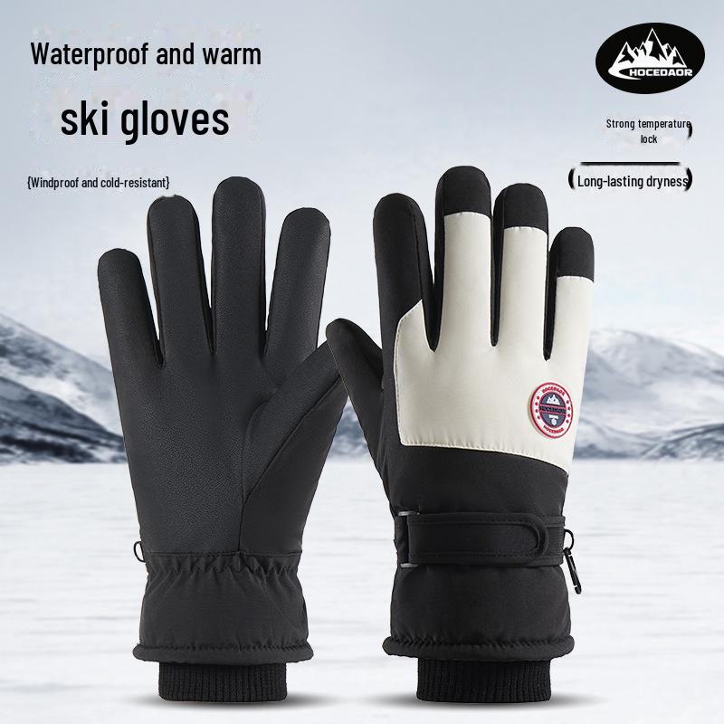 

«Зимние лыжные перчатки для велоспорта с сенсорным экраном унисекс — теплые, ветрозащитные, с бархатной подкладкой» male, round logo темно-синий