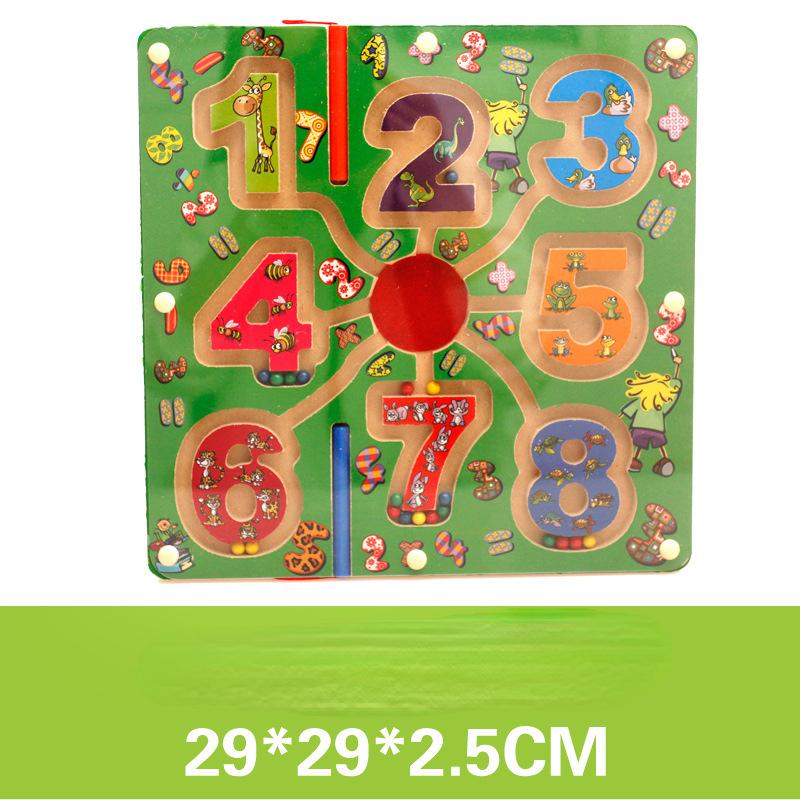 Wooden Magnet Beads Labyrinth Magnetic Maze Puzzle Educational Board Game Interactive Labyrinth Toy for Children Toddlers