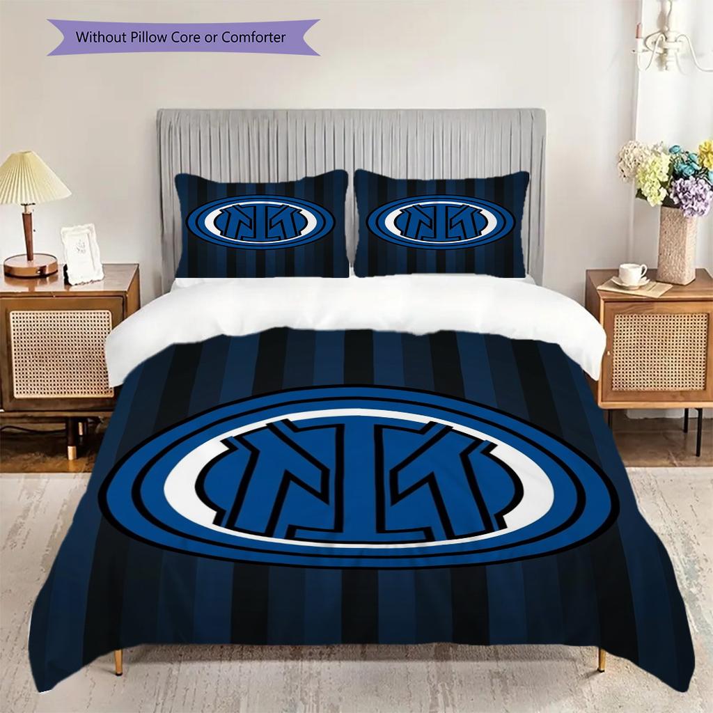 Inter Milan Emblema a Strisce Set da Tre Pezzi (1 * copripiumino + 2 * federa, senza nucleo) Regalo di compleanno di Natale Copripiumino e federa