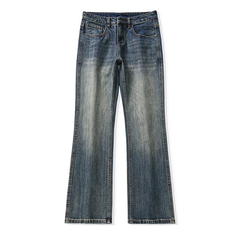 

Микро-клеш Длинные брюки для мужской осени Новые джинсы слим средней посадки американской стирки 40 синий