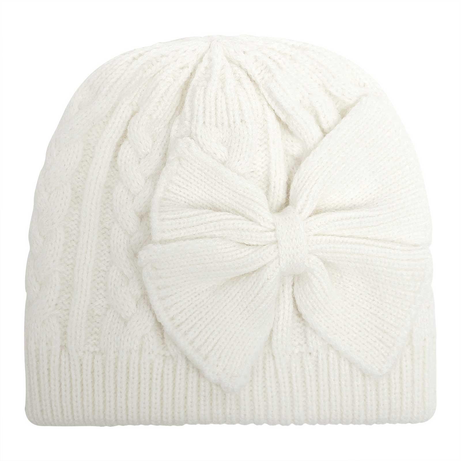 

(проектор)Детские шапки с бантом для мальчиков и девочек, хлопковые вязаные зимние теплые шапки One Size белый