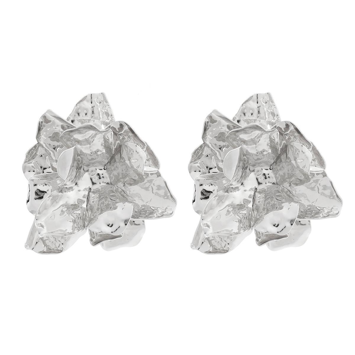 

Крупные металлические серьги-цветы: Модный летний дизайн из сплава серебряный