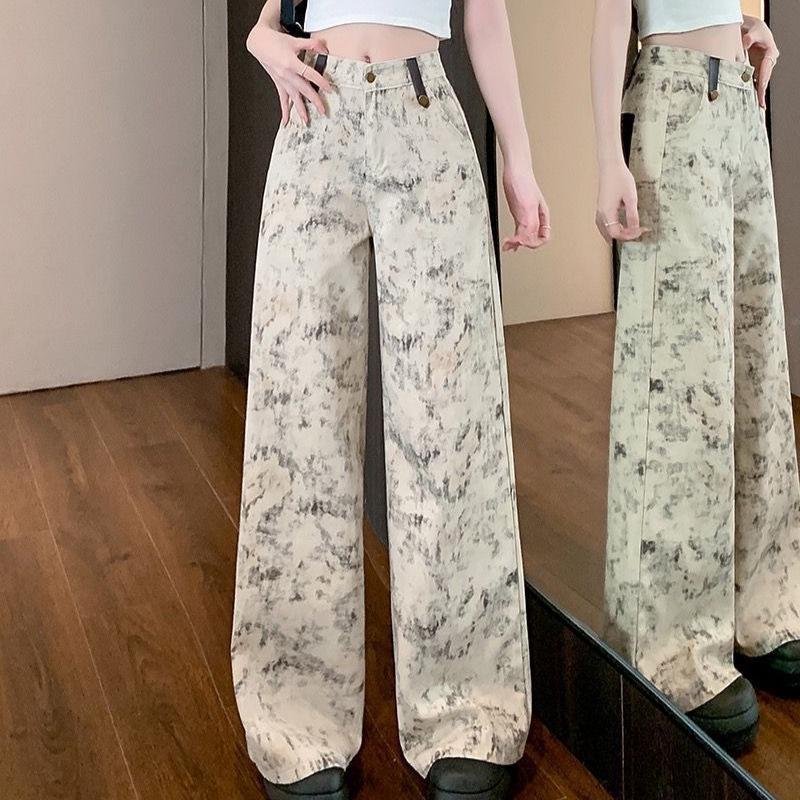 

American Retro Tie-Dye High-Waisted Wide-Leg Women s Pants (2025) Small