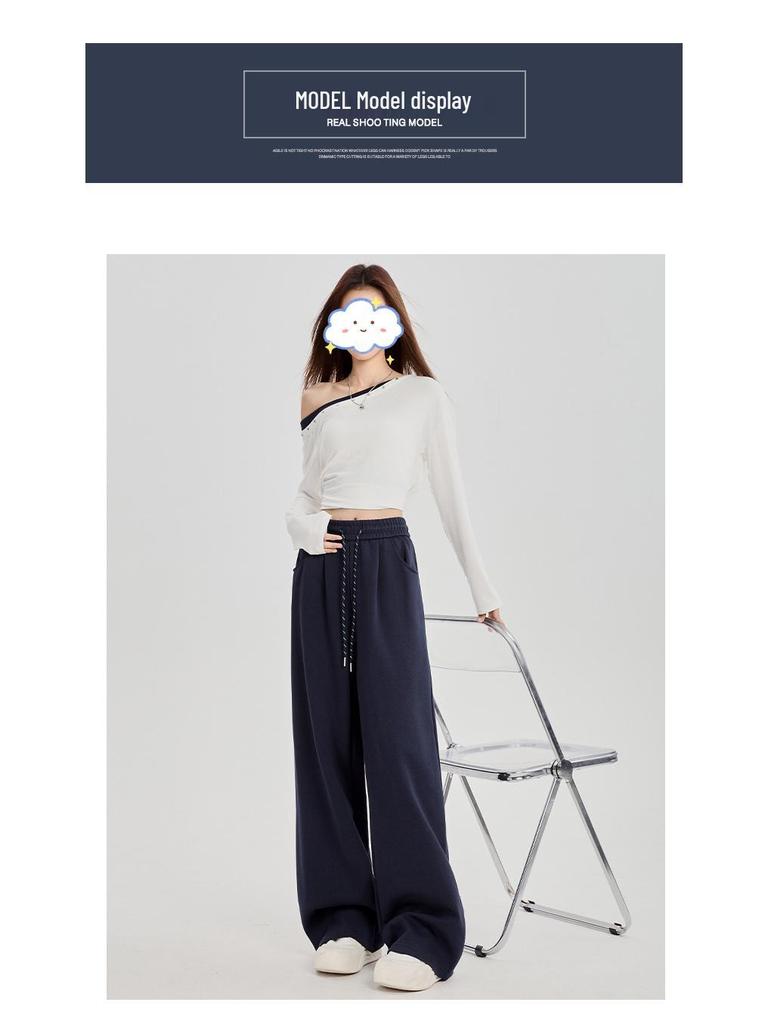 Women's Fleece-Lined Wide-Leg Drawstring Sweatpants - Autumn/Winter 2025 Collection