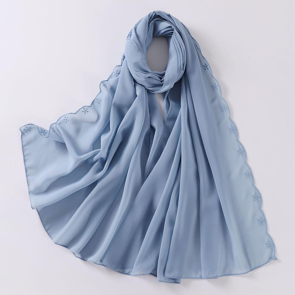 Women S Embroidered Pearl Chiffon Scarf For African Ethnic Style