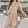 WTEMPO Sleeveless Classic Women's Matching Set Casual Summer Top and Shorts Set for Women Tracksuit Two-piece Suit Female Pajamas Matching Set