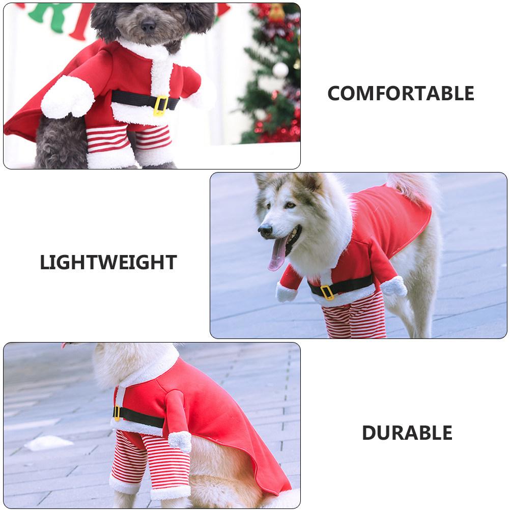 1Set Xmas Pet Clothes Polyester Santa Dog Costume Hat Christmas Party Winter Cozy Outfit Xmas Party Pet Clothing