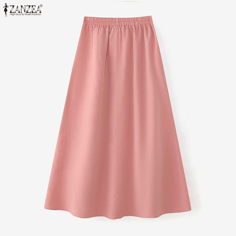 ZANZEA Damskie luźne, długie spódnice w pasie na co dzień