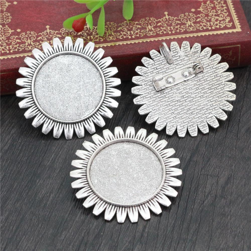 New Fashion 5pcs 25mm Inner Size Antique Silver Plated and Antique Bronze and Antique Gold Color Brooch Cabochon Base Setting
