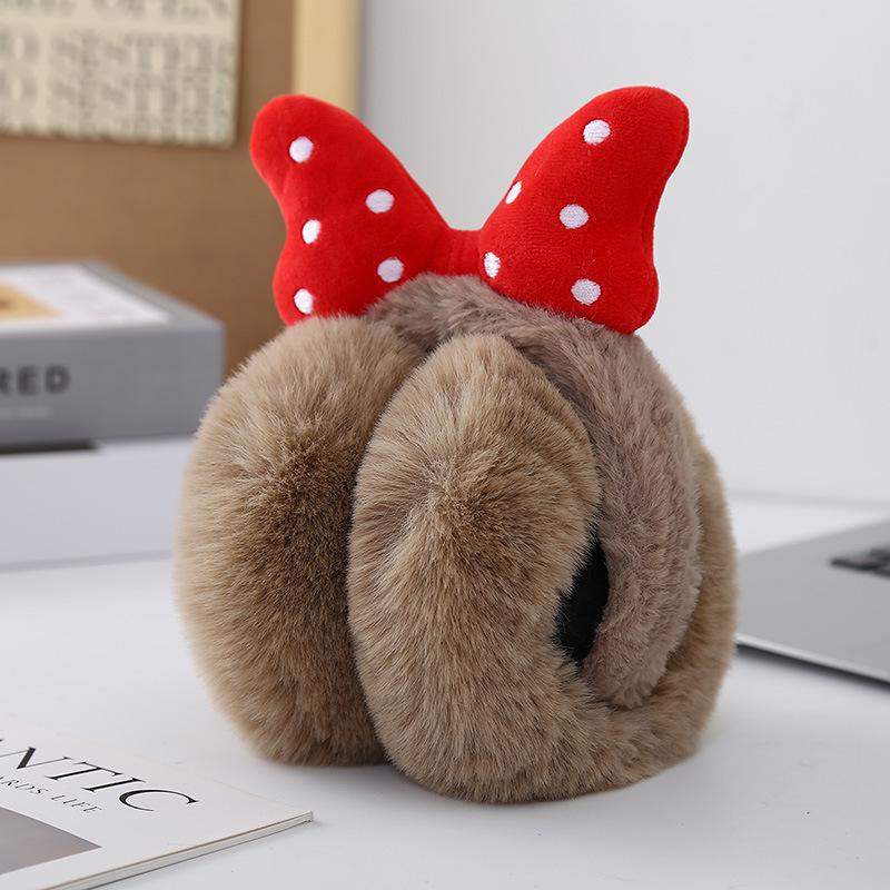 Foldable Plush Winter Earmuffs with Cute Bowknot - Thick, Warm, and Cold-Proof