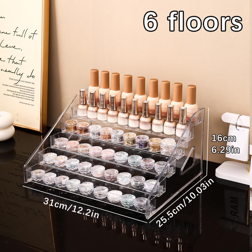 1pc Transparent Vertical Buckle Nail Polish Display Stand Stepped Acrylic Perfume Lipstick Nail Polish Gel Nail Polish Finisher