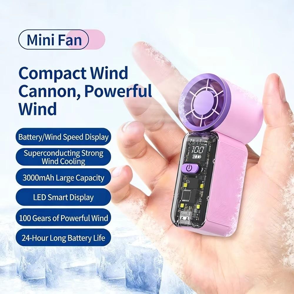 LED Display Mini Handheld Fan Dual-core Pocket Fan New Turbo Fan  Travel