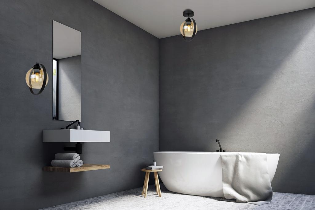 MODERN CEILING LAMP GLASS RING HONEY
